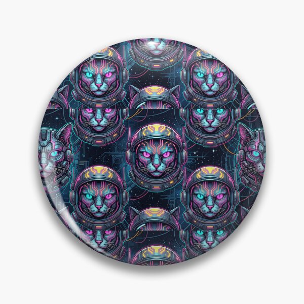 Item preview, Giant Cyberpunk Neon Mecha Space Cat Pattern designed and sold by Thai Vibe Studio.