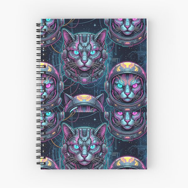 Item preview, Giant Cyberpunk Neon Mecha Space Cat Pattern designed and sold by Thai Vibe Studio.