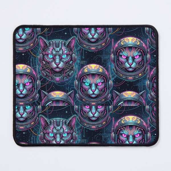 Item preview, Giant Cyberpunk Neon Mecha Space Cat Pattern designed and sold by Thai Vibe Studio.