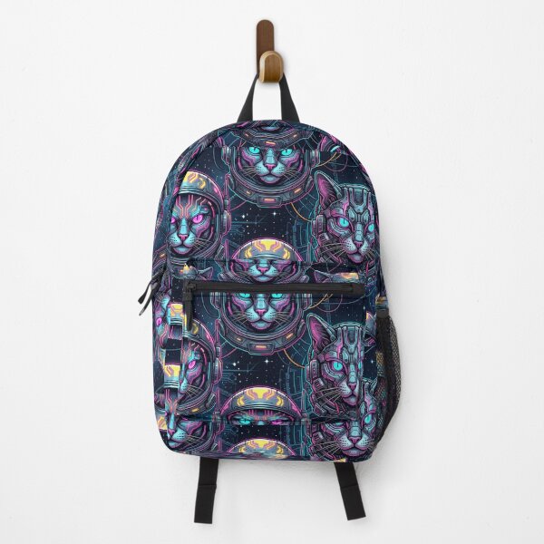 Item preview, Giant Cyberpunk Neon Mecha Space Cat Pattern designed and sold by Thai Vibe Studio.