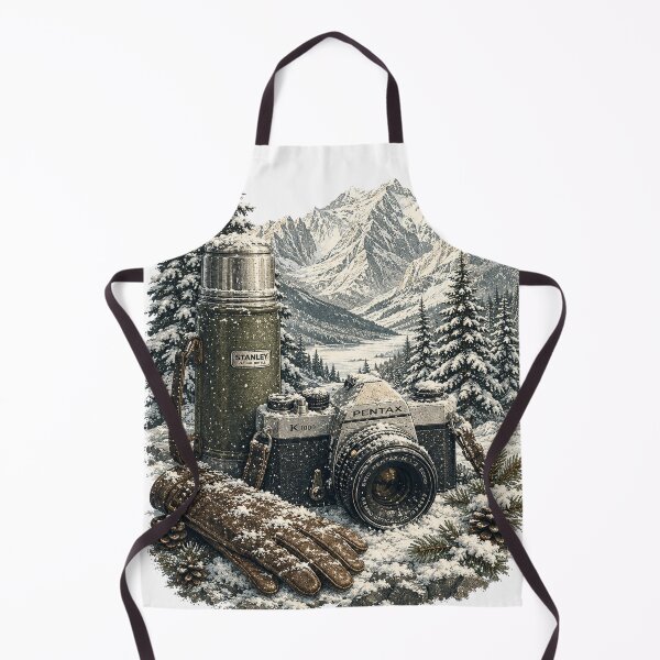 Item preview, Frozen Frames | Vintage Film Camera Winter Adventure Illustration designed and sold by Golden Era Studio.