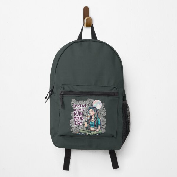 Item preview, Boho Chill Girl Illustration – Positive Quote Art “Don’t Let Anyone Ruin Your Day designed and sold by BABISKO ZEN ART.