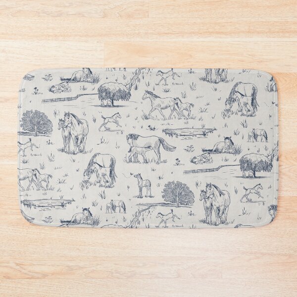 Item preview, Mares and Foals Toile de Jouy Navy on White designed and sold by Brittany Lane Allen.