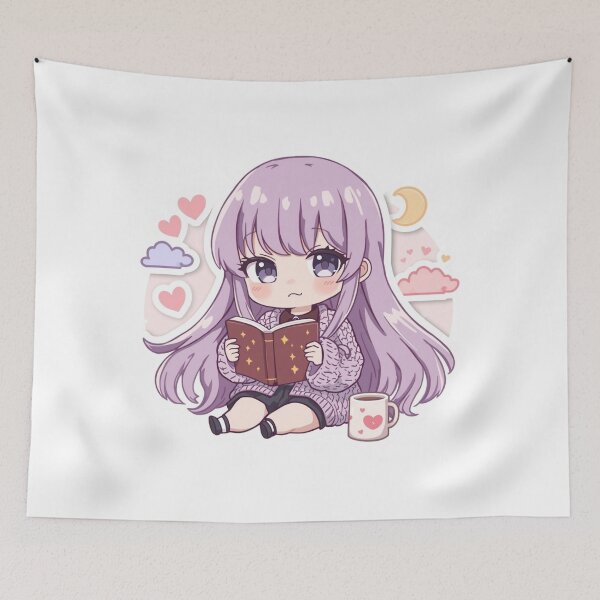 Item preview, Cozy Reader Chibi Sticker PNG | Cute Anime Book Lover Girl | Kawaii Reading Aesthetic | Cozy Bookworm Vinyl Decal | Journal, Laptop & Kindle Sticker designed and sold by Stylestickers55.