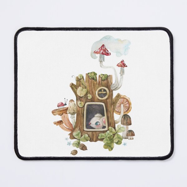 Item preview, Cute Little Mouse in Cozy Tree Stump Mushroom House designed and sold by the-myro.