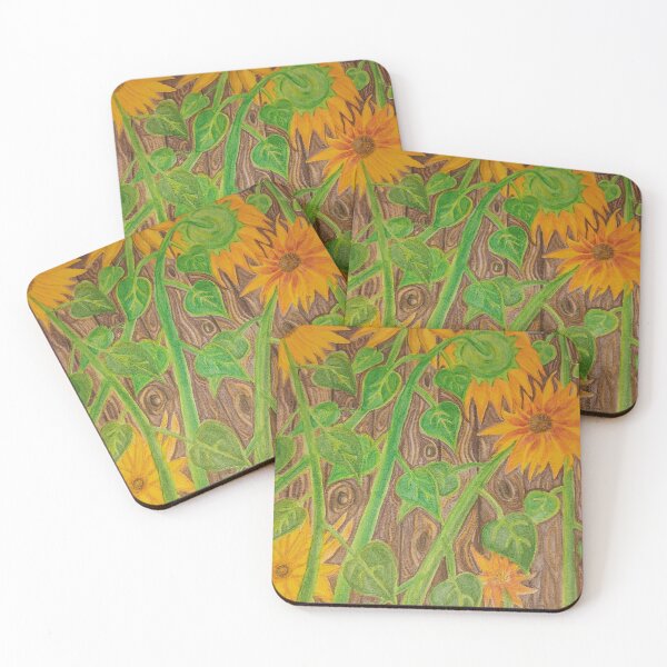 Item preview, Sunflowers Against Rustic Wooden Fence - Original Watercolor Painting designed and sold by PEACELOVERSART.