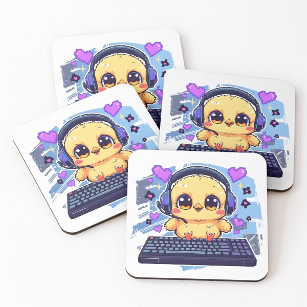 Item preview, Cute Gamer Chick Sticker | Baby Chick Gaming Keyboard | Kawaii Gamer Bird | RGB Gaming Chick | Esports Animal Illustration designed and sold by dreamz-world.