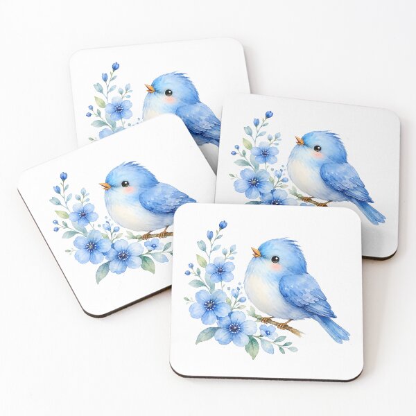 Item preview, Watercolor Blue Bird on Flowers Branch designed and sold by trendspatterns.