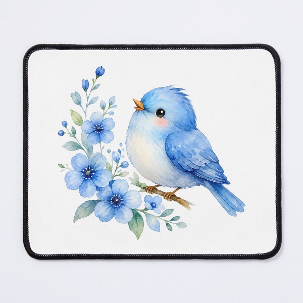 Item preview, Watercolor Blue Bird on Flowers Branch designed and sold by trendspatterns.