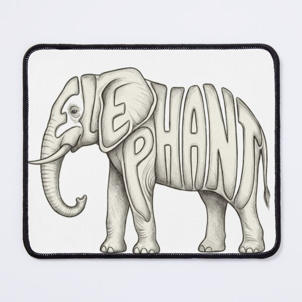 Item preview, Elephant Word Art Line Drawing designed and sold by ARTWORKPIXELS.