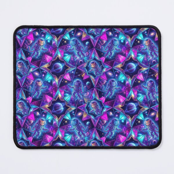 Item preview, Neon Stained Glass Space Cat Pattern designed and sold by Thai Vibe Studio.