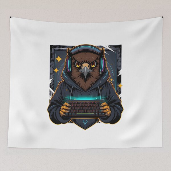 Item preview, Gaming Hawk Sticker | Fierce Esports Hawk | RGB Gamer Bird | Mechanical Keyboard Hawk | Cyberpunk Gaming Mascot designed and sold by dreamz-world.