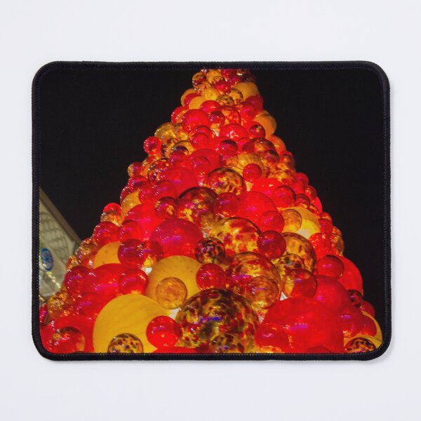Item preview, Red And Yellow Glass Ornament Christmas Tree Sculpture Lit At Night For Holiday Display designed and sold by Nmallia.
