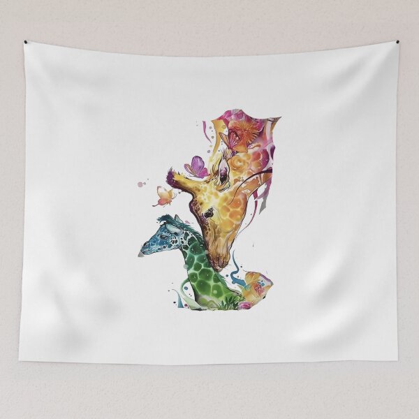 Item preview, Decorative Floral Art Giraffe and her Baby – Colorful Wildlife Animal designed and sold by Gbriel3.