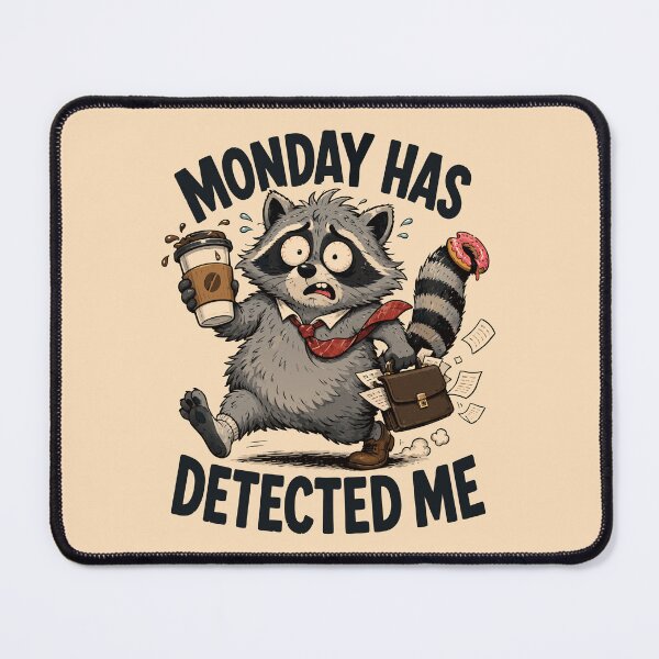 Item preview, Monday Has Detected Me - Funny Tired Raccoon designed and sold by Horizon-Design.