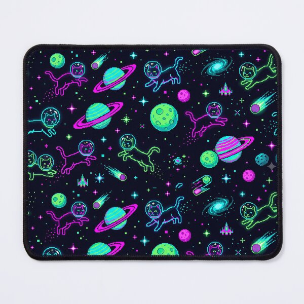 Item preview, Retro 8-Bit Pixel Art Neon Space Cats designed and sold by Thai Vibe Studio.