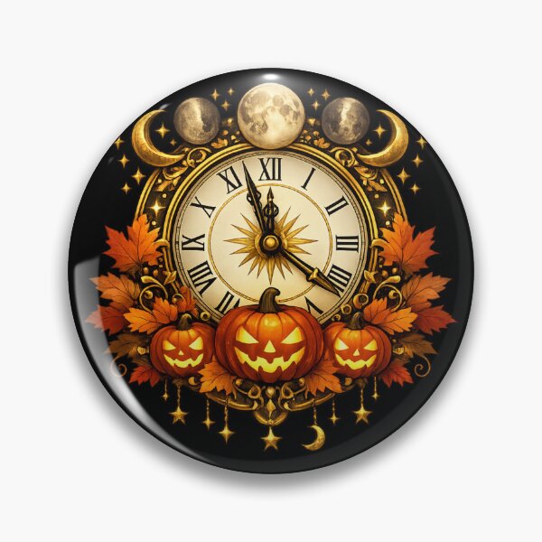 Item preview, Enchanted Pumpkin Moon Clock Sticker designed and sold by VeltrixaDesigns.