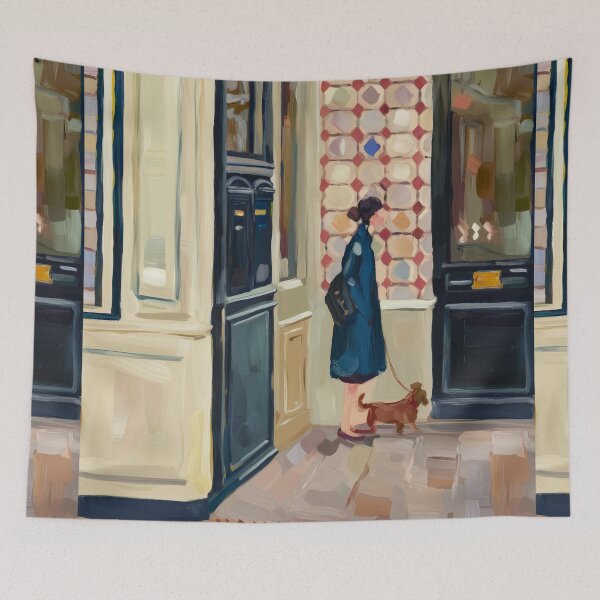 Item preview, Montmartre Street Art – "Turning the Corner with Her Dog" designed and sold by CARRAANN.