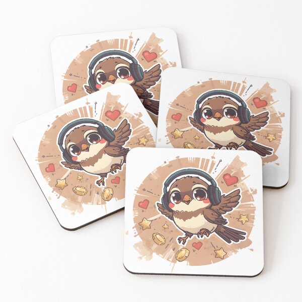 Item preview, Cute Gamer Sparrow Sticker | Kawaii Gaming Bird | Baby Sparrow with Headphones | Cozy Gamer Bird | Gaming Animal Illustration designed and sold by dreamz-world.