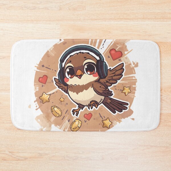 Item preview, Cute Gamer Sparrow Sticker | Kawaii Gaming Bird | Baby Sparrow with Headphones | Cozy Gamer Bird | Gaming Animal Illustration designed and sold by dreamz-world.