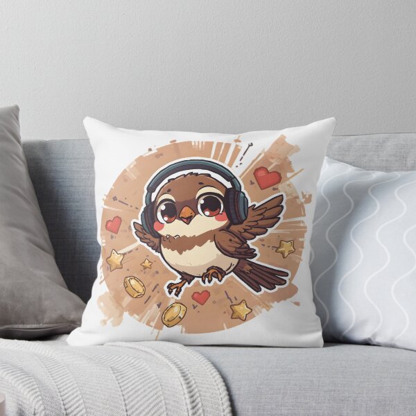 Item preview, Cute Gamer Sparrow Sticker | Kawaii Gaming Bird | Baby Sparrow with Headphones | Cozy Gamer Bird | Gaming Animal Illustration designed and sold by dreamz-world.