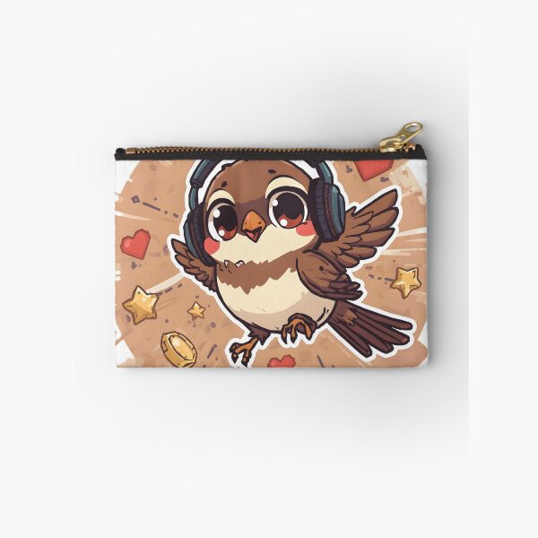 Item preview, Cute Gamer Sparrow Sticker | Kawaii Gaming Bird | Baby Sparrow with Headphones | Cozy Gamer Bird | Gaming Animal Illustration designed and sold by dreamz-world.