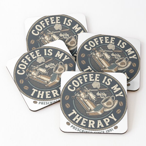 Item preview, Coffee Is My Therapy Vintage Coffee Lover Badge designed and sold by Salma.Store.