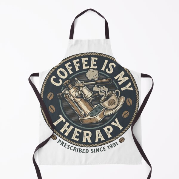 Aperçu de l'œuvre Coffee Is My Therapy Vintage Coffee Lover Badge créée et vendue par Salma.Store.