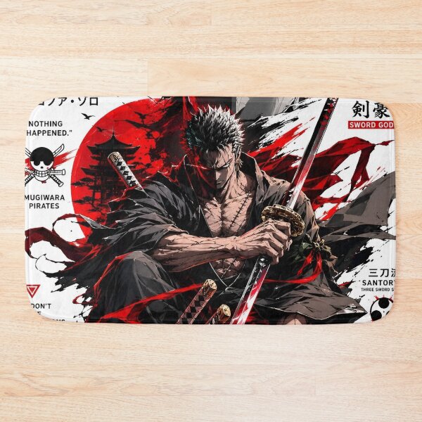 Item preview, Zoro | Three-Blade Samurai Warrior – Dark Anime Swordsman | Crimson Katana Art Print designed and sold by Dyan4.