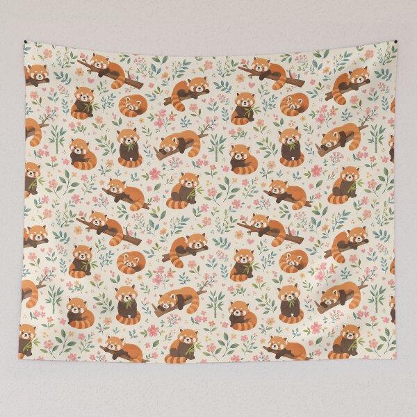 Item preview, red panda and floral pattern designed and sold by Nolan6.