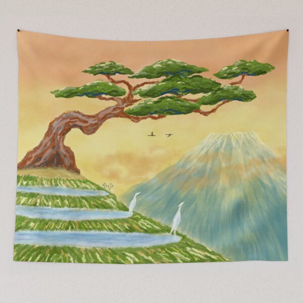Item preview, An oriental mountain landscape designed and sold by greenPQBstudio.