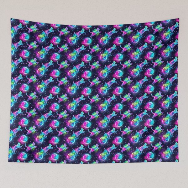 Item preview, Fluid Liquid Neon Cosmic Cats Pattern designed and sold by Thai Vibe Studio.