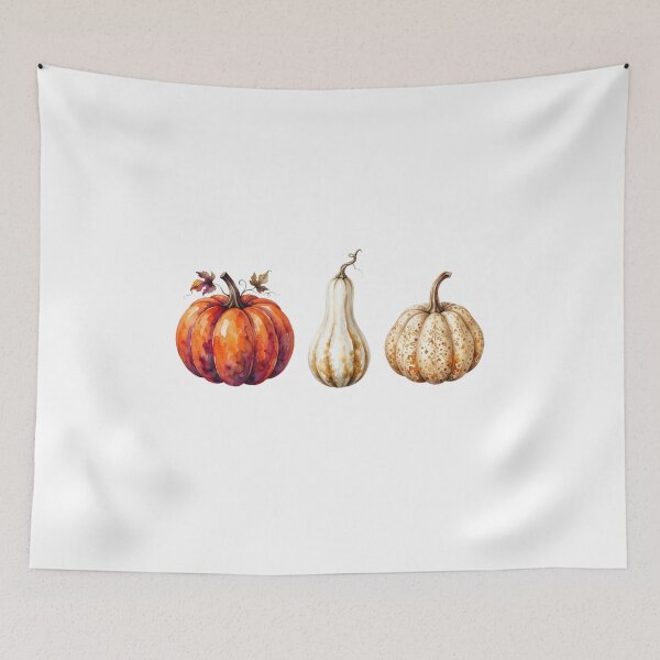 Item preview, Watercolor Autumn Pumpkins Design, Fall Orange and Beige Gourds  designed and sold by VibranPalette.