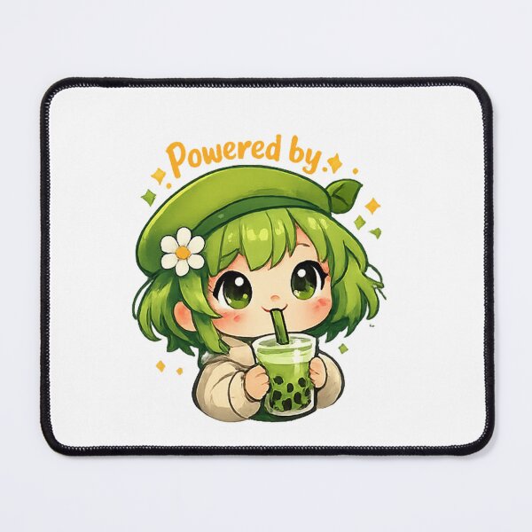 Item preview, Powered by Matcha and Magic - Cute Kawaii Matcha Boba Tea Sticker designed and sold by Salwastore.