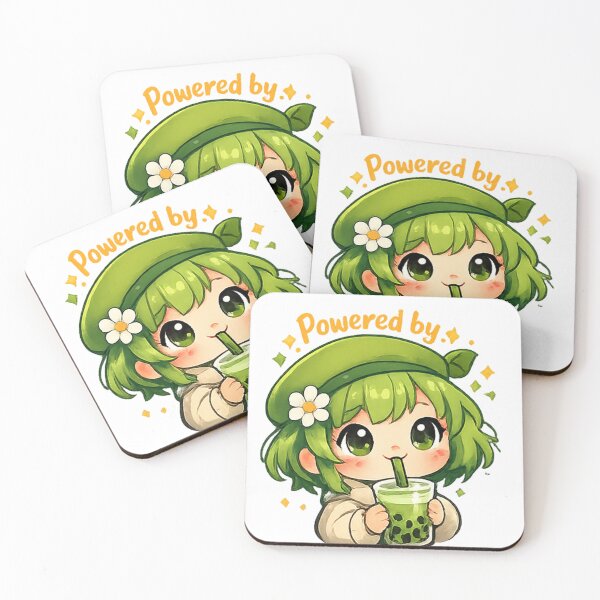 Item preview, Powered by Matcha and Magic - Cute Kawaii Matcha Boba Tea Sticker designed and sold by Salwastore.