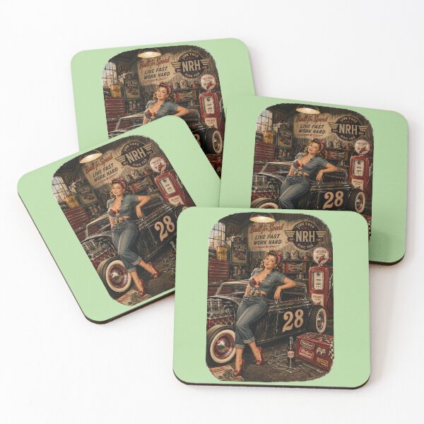 Item preview, Hot Rod Fifties Speed Shop Pin-up Clock designed and sold by Normandy Road Heritage.