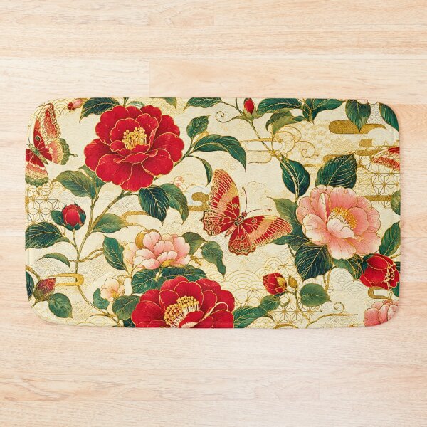 Item preview, Seamless Japanese Camellia Floral Pattern with Butterflies | Luxurious Oriental Textile Design designed and sold by lavanya11.