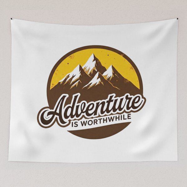 Item preview, Vintage Mountain Hiking Graphic T-Shirt Adventure Is Worthwhile Outdoor Badge designed and sold by GabeMountainArt.