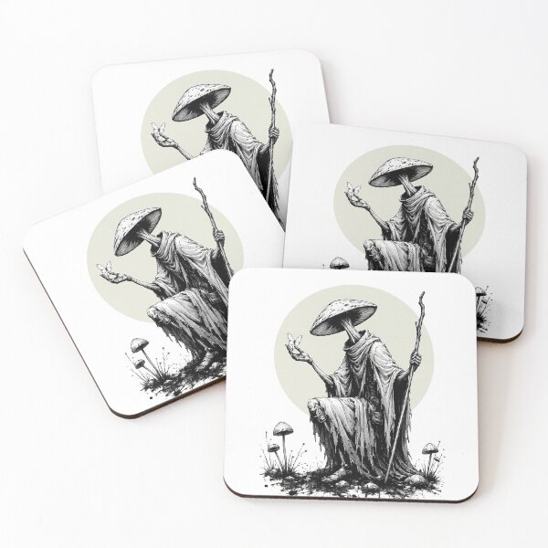 Item preview, Mushroom Hermit Wizard - Dark Botanical Fantasy Art designed and sold by Mysterium AI.