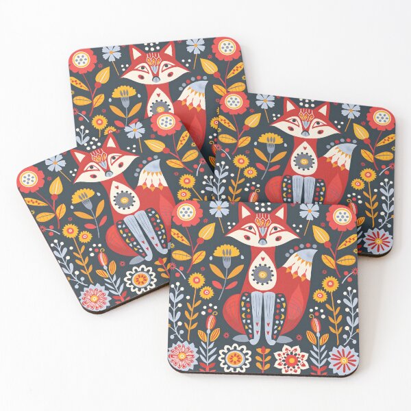 Item preview, Scandinavian Folk Art, Floral Fox designed and sold by xiao xuans.