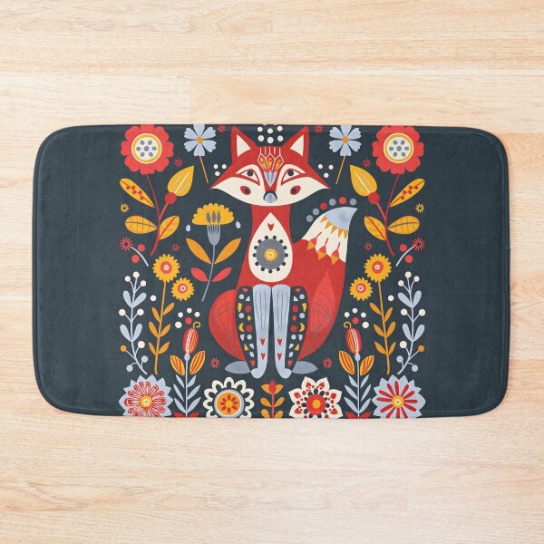 Item preview, Scandinavian Folk Art, Floral Fox designed and sold by xiao xuans.
