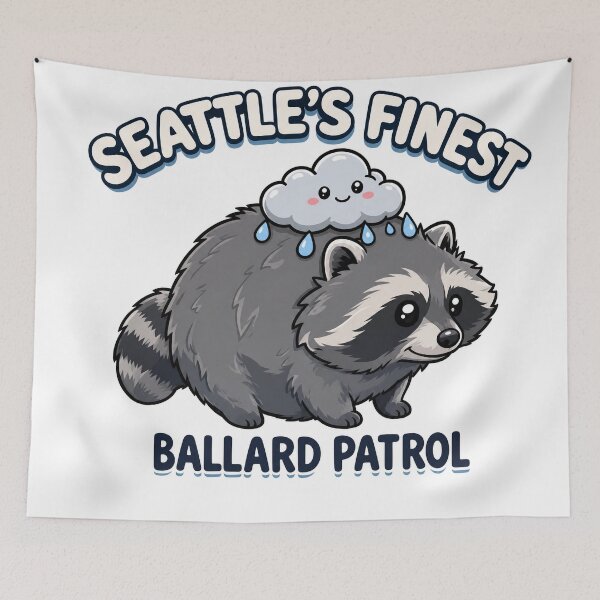 Item preview, Jimothy Seattle's Finest Ballard Patrol - Funny Rainy Day Raccoon Shirt designed and sold by Uglyandcute.