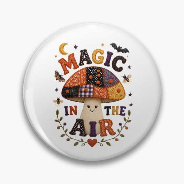 Item preview, Magic In The Air Patchwork Mushroom Halloween Badge Patch Design designed and sold by Panom Suavichien.