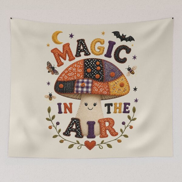 Item preview, Magic In The Air Patchwork Mushroom Halloween Badge Patch Design designed and sold by Panom Suavichien.