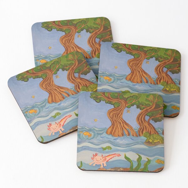 Item preview, Whimsical Mangrove Lagoon with Axolotl and Sea Life designed and sold by PEACELOVERSART.
