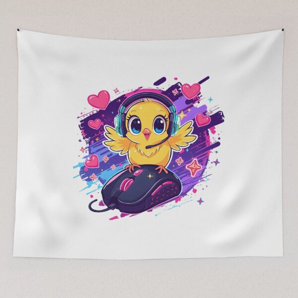Item preview, Cute Gamer Chick Sticker | Kawaii Gaming Chick with RGB Headset & Gaming Mouse | Anime Baby Bird Gamer | Gaming Gift designed and sold by dreamz-world.