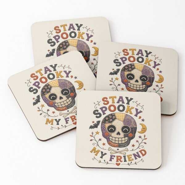Item preview, Stay Spooky My Friend Cute Patchwork Skull Halloween Design designed and sold by Panom Suavichien.