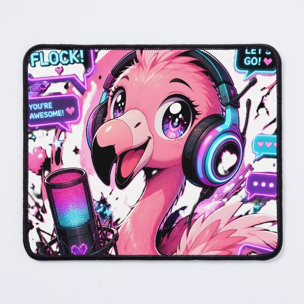 Item preview, Cute Flamingo Streamer Sticker | RGB Gaming Flamingo with Headset & Microphone | Kawaii Gamer Bird | Twitch Streamer Gift designed and sold by dreamz-world.