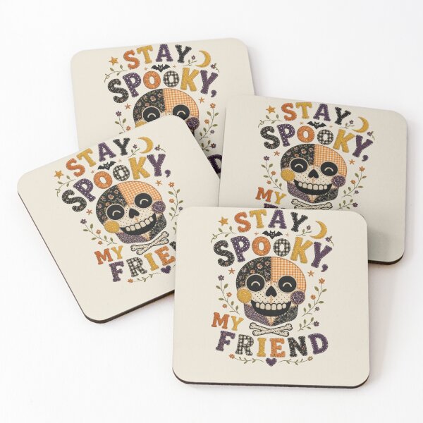 Item preview, Stay Spooky My Friend Patchwork Skull Halloween Badge Patch designed and sold by Panom Suavichien.
