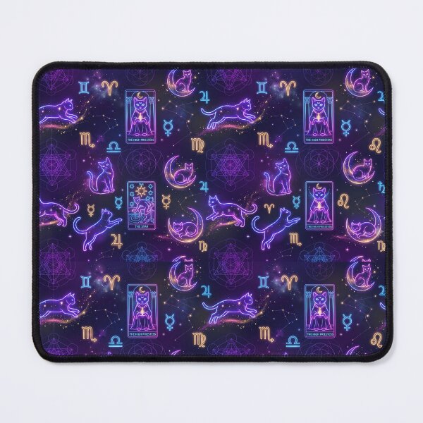 Item preview, Mystical Tarot Neon Space Cat Pattern designed and sold by Thai Vibe Studio.